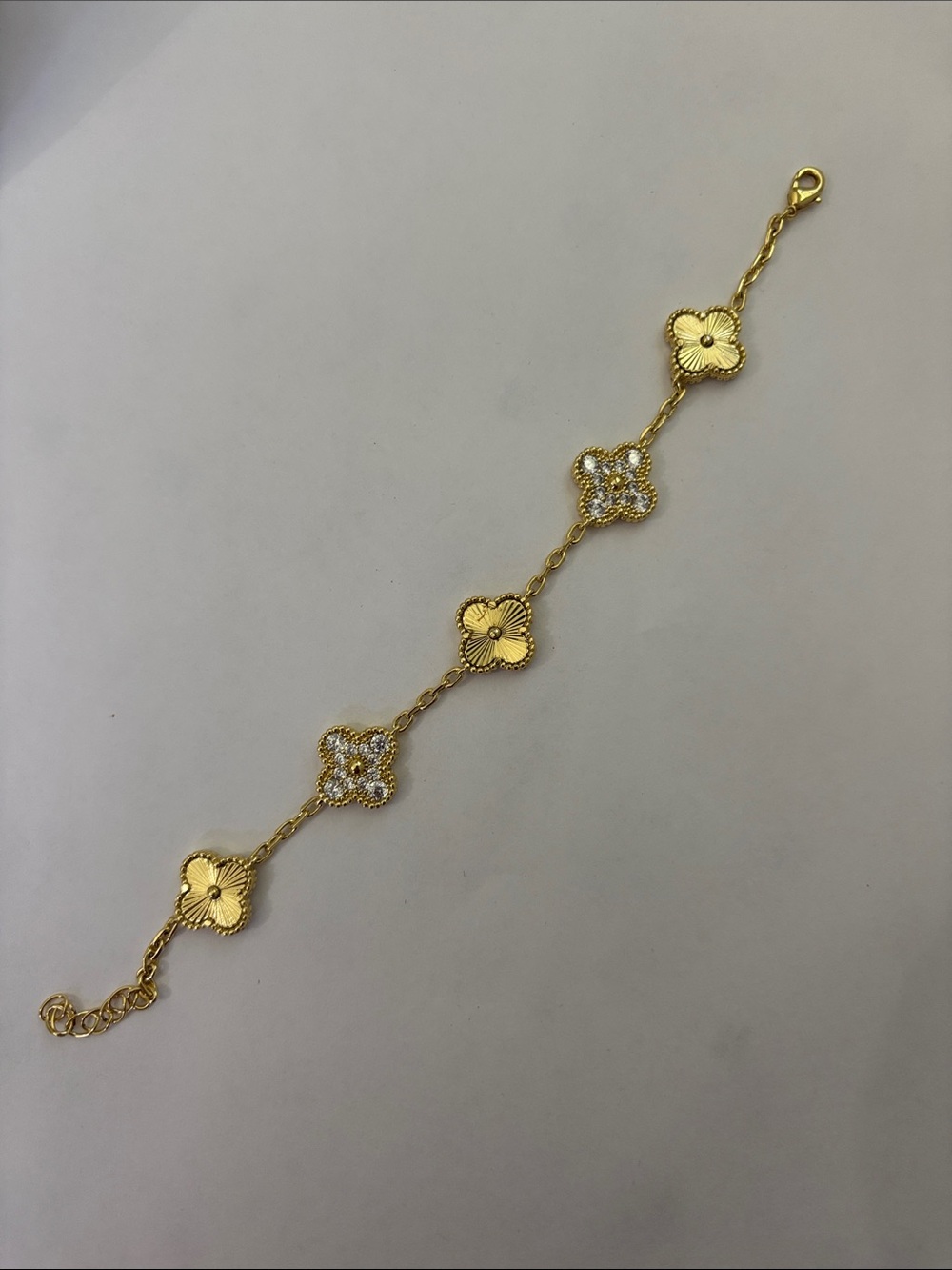 Gold Floral Clover Link Bracelet - Women Jewelry